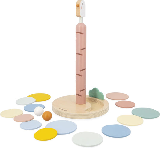 Janod - Escorregador de madeira para montar - 14 folhas, 2 bolas e 1 manual de instruções incluso - Brinquedo de aprendizagem precoce - Decoração de quarto - Aquarela - Motricidade fina