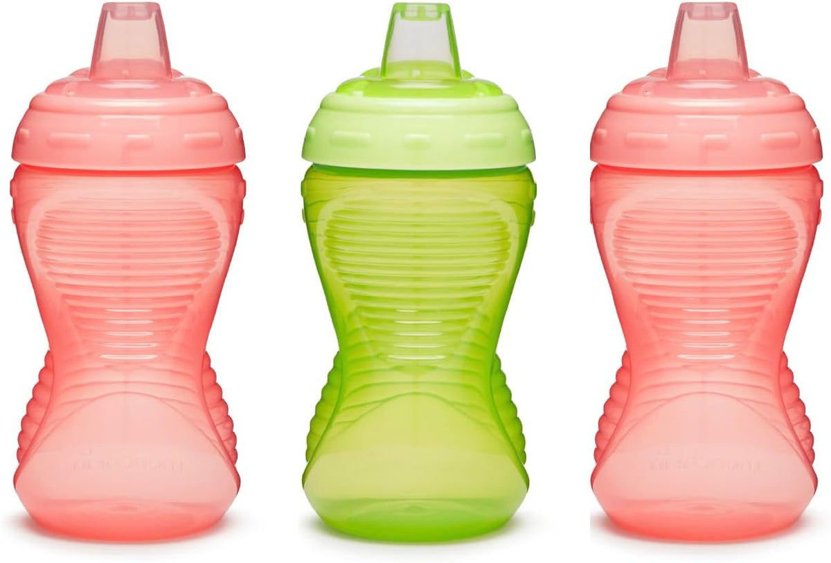 Munchkin Kit com 3 Copos Mighty Grip para Bebês | À prova de vazamentos | 296 ml | Rosa/Verde