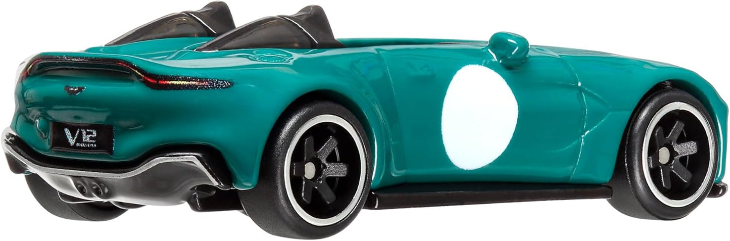 Hot Wheels Carrinho de brinquedo colecionável Premium Car Culture, escala 1:64, Aston Martin V12 Speedster em metal fundido com pneus Real Riders, HKC78