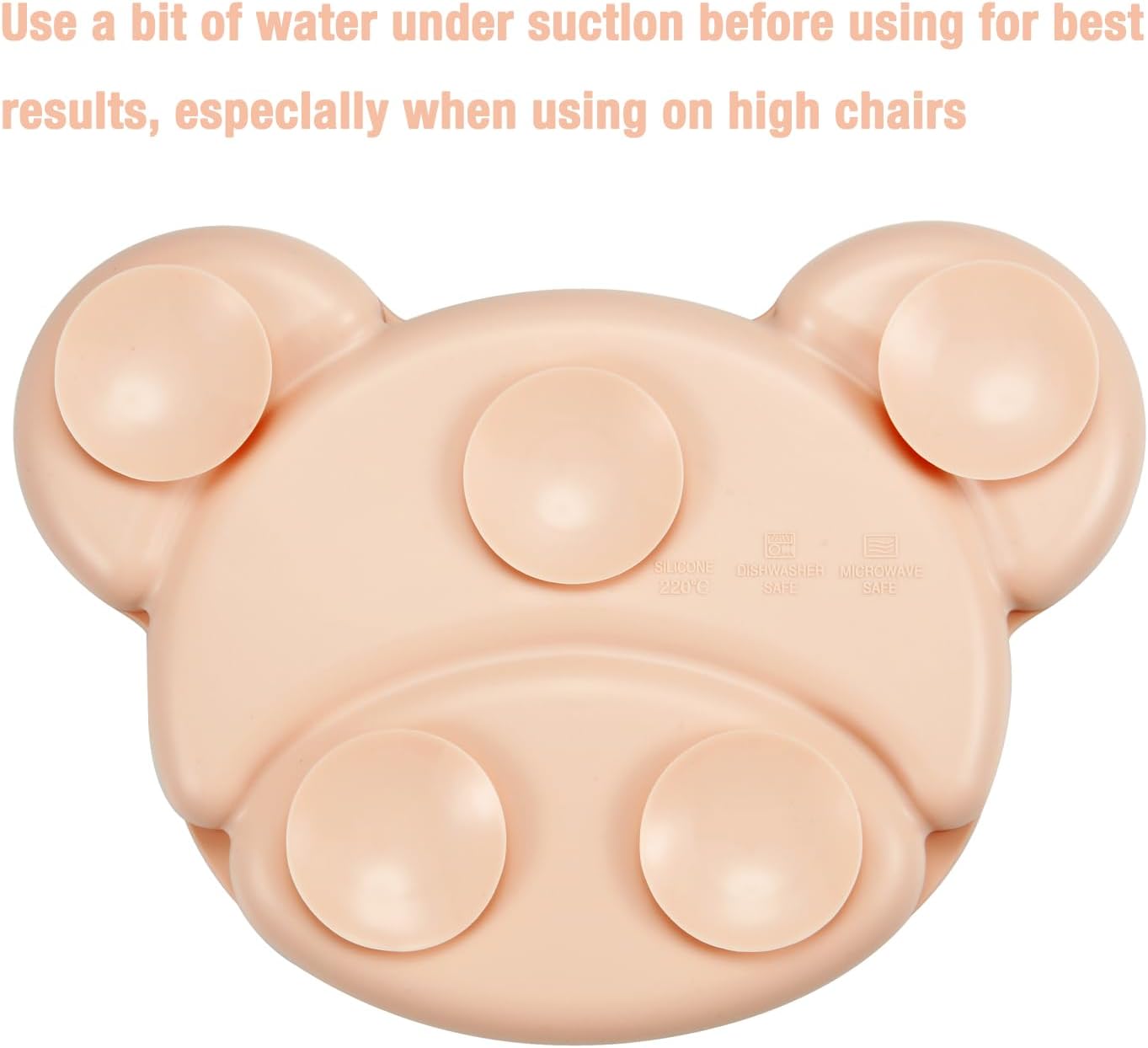 PandaEar Conjunto de prato, colher e garfo de silicone com ventosa, ideal para alimentação independente de crianças pequenas, livre de BPA, próprio para lava-louças e micro-ondas, formato de urso (rosa)