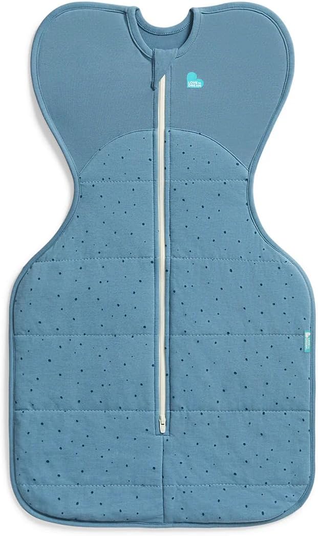 Love To Dream™ Swaddle UP™, Tamanho Pequeno (3,5-6 kg) - Azul Tempestade Pebbles | Ajuste perfeito, promove uma rotina de sono saudável | 2,5 Tog, ideal para inverno e outono (16-20 °C) | Algodão lavável à máquina com zíper duplo