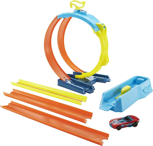 Hot Wheels Track Builder Unlimited Split Loop Pack, Loop com 2 opções de saída, conecta-se a outros conjuntos, inclui 1 carro Hot Wheels, presente para crianças a partir de 6 anos, HDX77