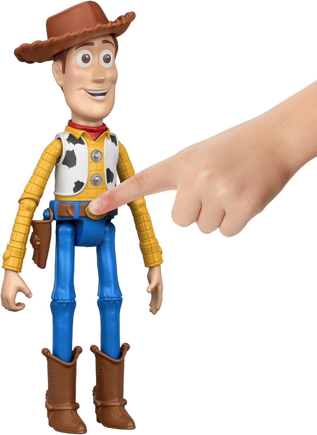 Mattel Figura interativa do Woody de Toy Story 5 da Disney e Pixar, com 23 cm de altura, fala frases do filme e conversa com outros personagens da linha, JKV25