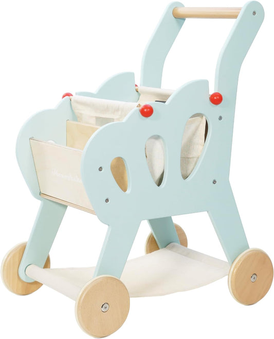 Le Toy Van - Carro de Compra Honeybake de Madera con Bolsa Extraíble | Supermercado, juego de simulación, tienda de alimentos.