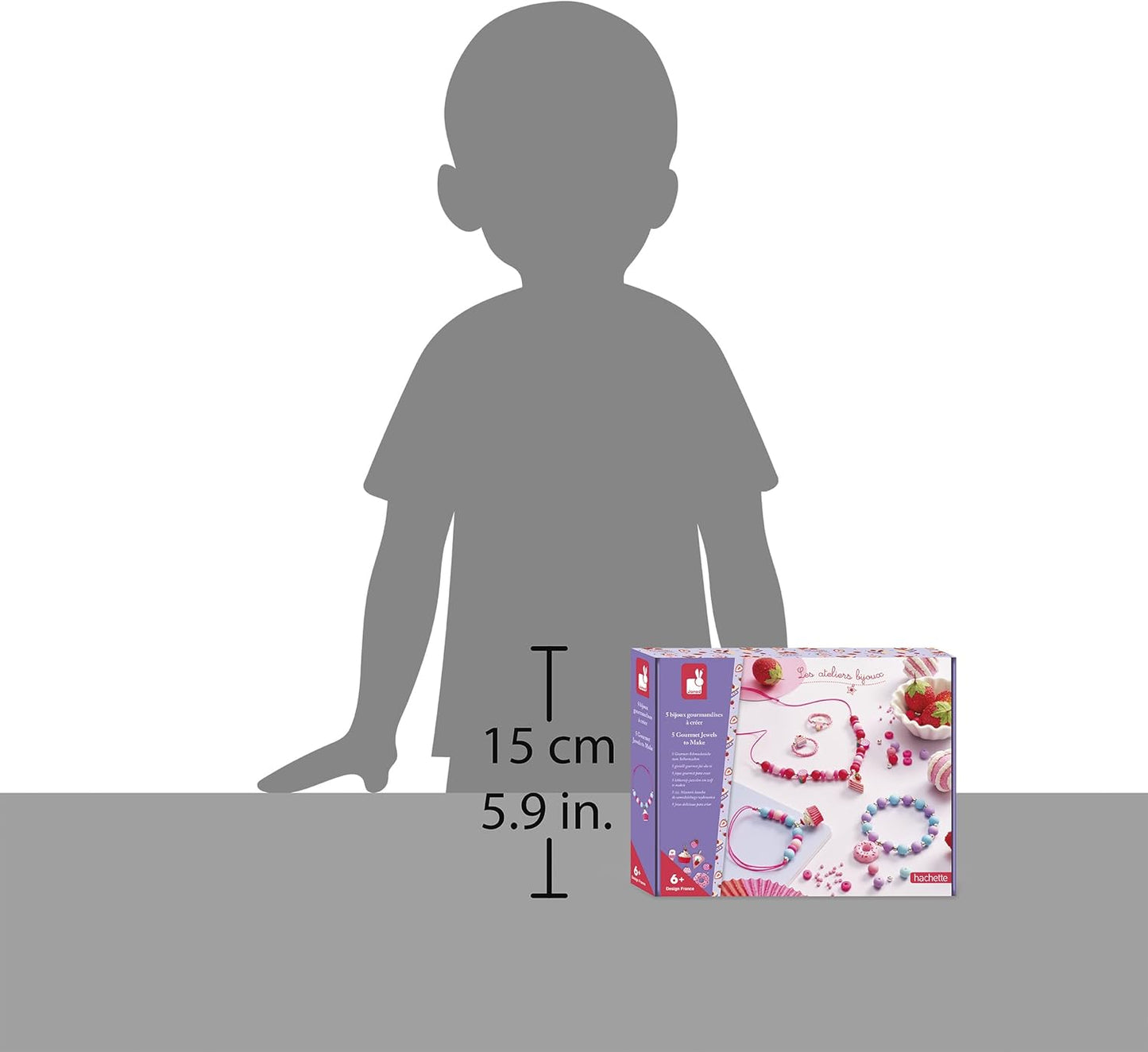 Janod - 5 Joias para Criar - Tema Gourmandises Donuts Cupcakes e Bolos - Kit de Lazer Criativo - Atividade Manual para Crianças - A partir de 6 Anos - J09183