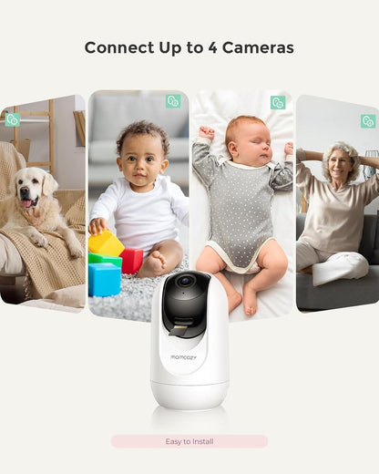 Momcozy Monitor de Bebê BM04 com Câmera, Compatível com Aplicativo, Monitor Inteligente para Bebês com Wi-Fi, Câmera e Áudio, Alerta de Movimento em Tempo Real, Monitor 1080P com Suporte de Parede, Fácil de Emparelhar (Compatível com BM04)