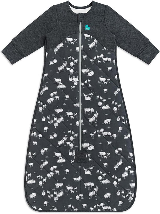 Love To Dream Saco de dormir Extra Quente, 6-18 meses, Carvão, 3,5 TOG para temperaturas frias (abaixo de 16°C), Cobertor Vestível de Manga Comprida, Edredom Integrado, Algodão Lavável à Máquina, 2 Zíperes para Facilitar a Troca de Fraldas
