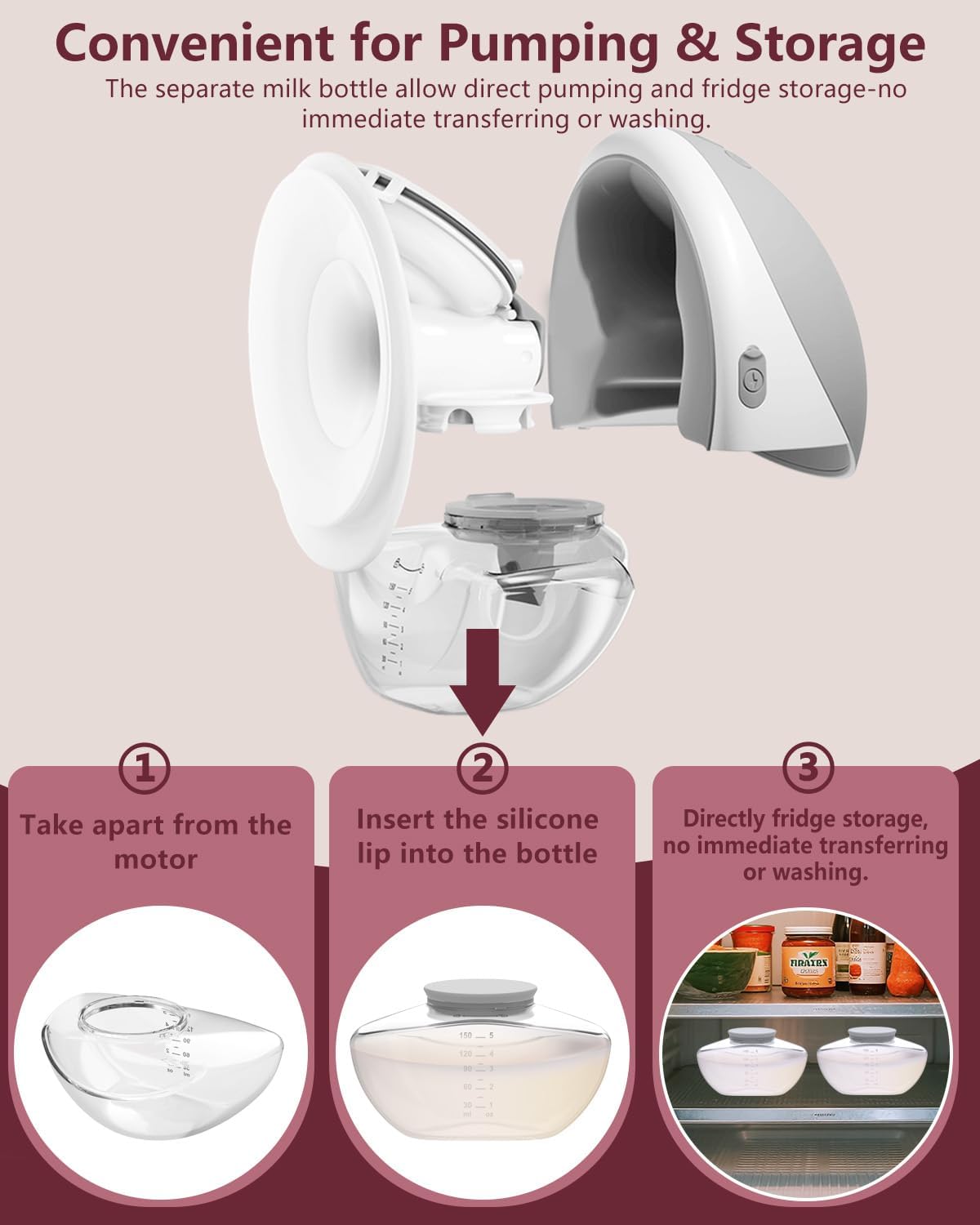 Momcozy Kit de acessórios de reposição para bomba tira-leite M9, incluindo válvula, diafragma, flange de 24 mm e coletor (cinza - frasco * 2 unidades).