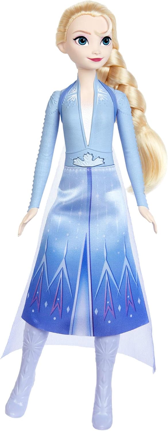Mattel Boneca Disney Frozen Elsa Cantante com Traje Clássico; canta "Into the Unknown" em 4 idiomas (inglês, francês, alemão e italiano) do filme Disney Frozen 2 – JDL60