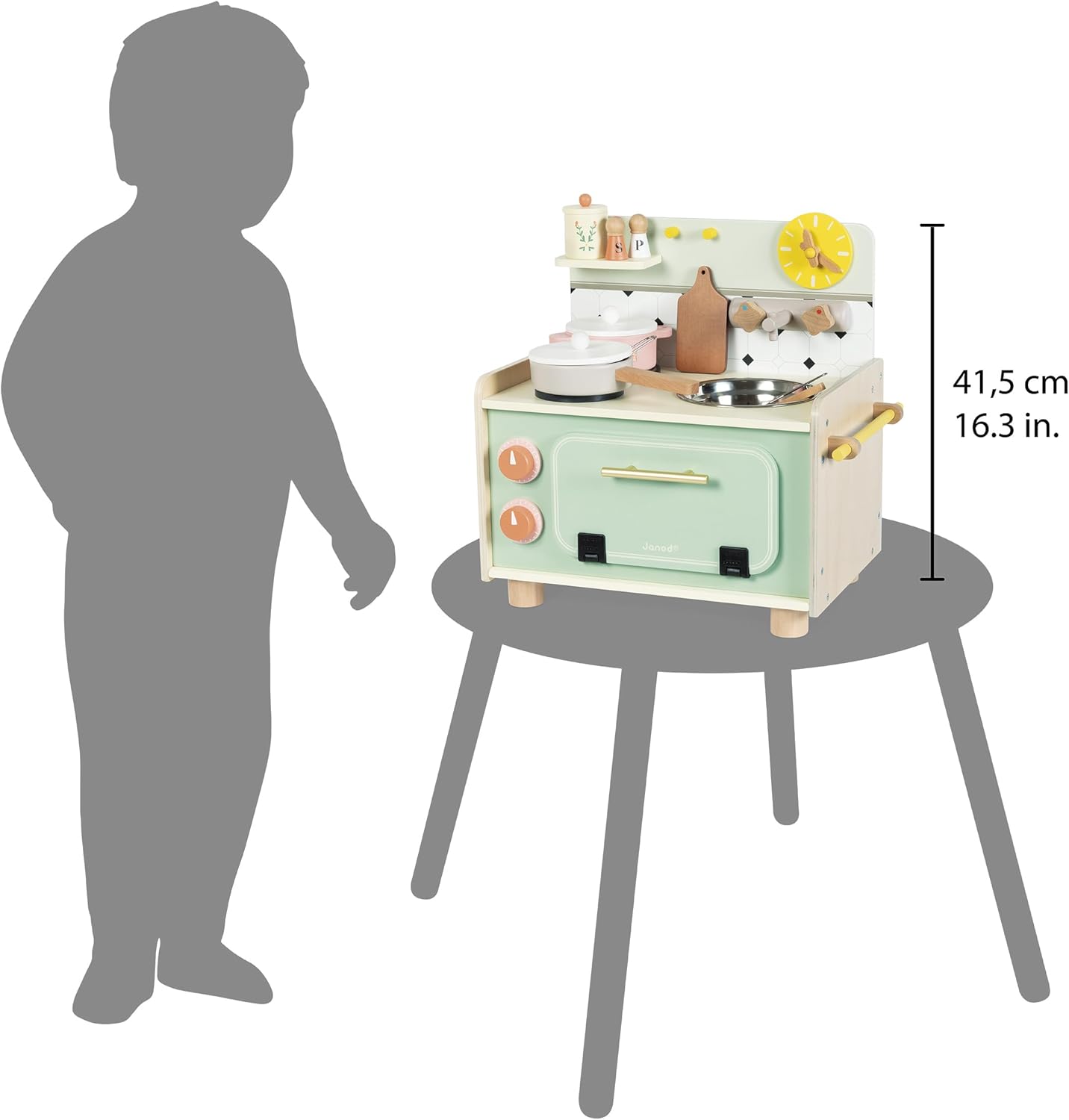 Janod - Cozinha infantil grande de madeira equipada com 2 fornos, Janod - Cozinha infantil de madeira equipada com forno, anod - Kitchenette infantil de madeira - Cozinha de brincar compacta para crianças - Equipada com forno