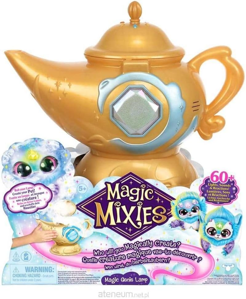 Magic Mixies Lâmpada Magic Genie com brinquedo de pelúcia azul interat