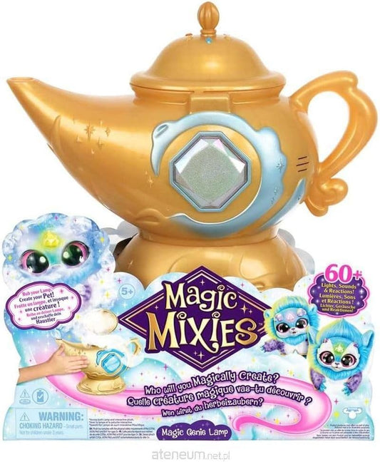 Magic Mixies Lámpara Magic Genie con juguete de peluche azul interactivo de 8 pulgadas y más de 60 sonidos y reacciones: realiza los pasos mágicos para desbloquear un anillo mágico y revelar una lámpara antiniebla real Blue Genie Mixie
