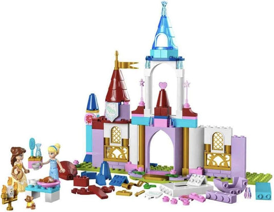 LEGO Castelos criativos de princesas da Disney, conjunto de castelo de brinquedo com minibonecas da Bela e Cinderela e caixa de classificação de tijolos, brinquedos de viagem para crianças, meninas e meninos com mais de 6 anos 43219