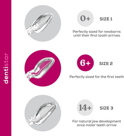 dentista Conjunto de chupeta de silicone para com 3 - Tamanho 2, 6 a 14 meses - Chupeta de silicone compatível com dentes e mandíbulas com degrau dentário - sem BPA