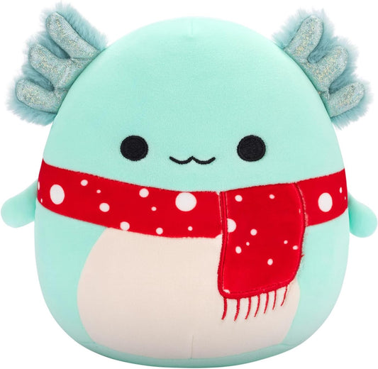 Squishmallows Original 7,5 polegadas Richie the Teal Axolotl com lenço manchado vermelho