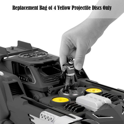 Fisher-Price Peças de reposição para o Batmóvel Imaginext - GBK77 ~ Batmóvel Transformável DC Superamigos R/C ~ Pacote de reposição com 4 discos de projéteis amarelos