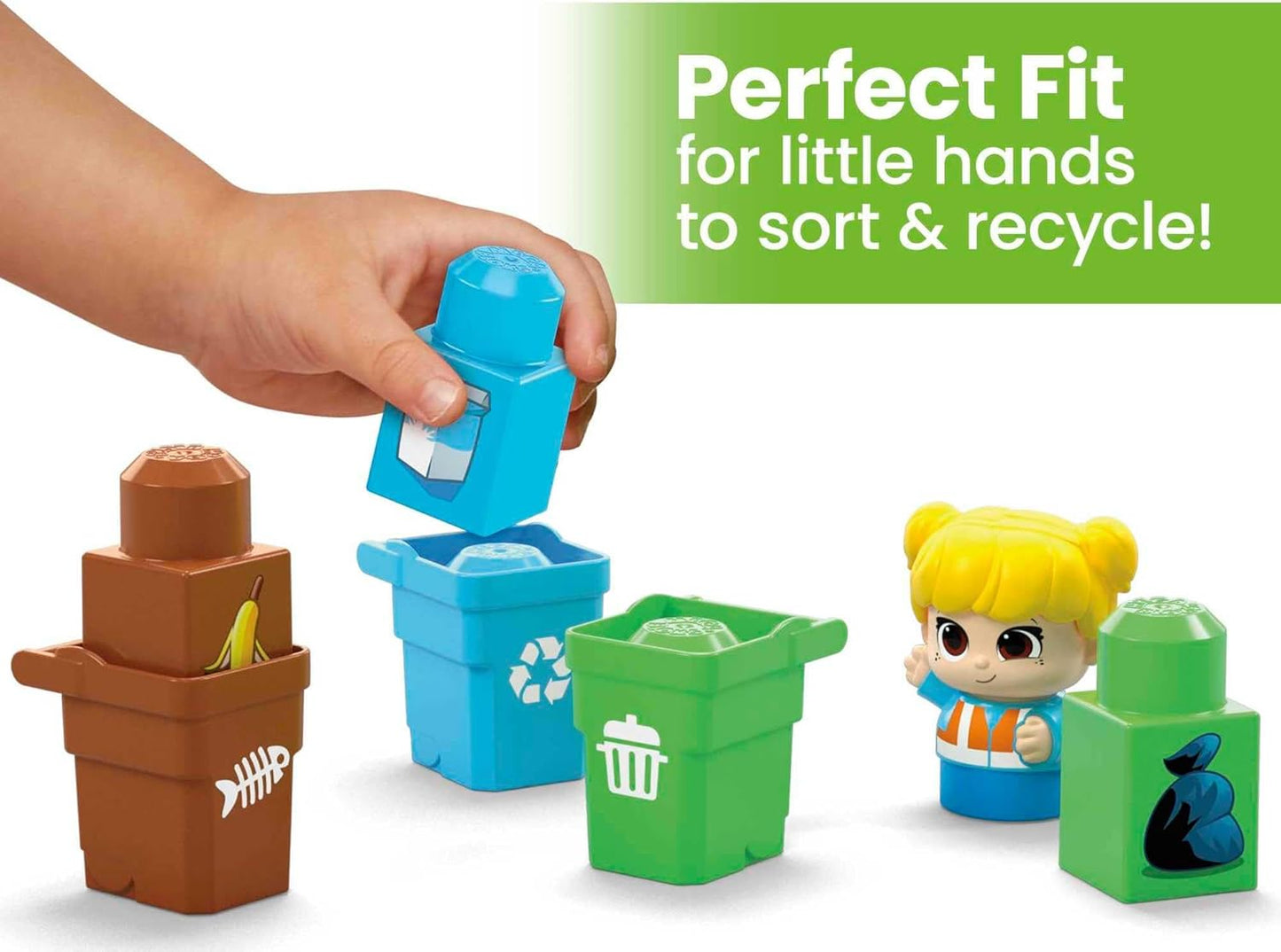MEGA BLOKS Blocos de construção infantis Fisher-Price, classificação e reciclagem de cidade verde