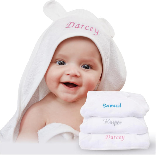 Toalha de banho com capuz personalizada para recém-nascidos - Toalha macia, fofinha, altamente absorvente e lavável à máquina com orelhas para sua nova menina, Toalha com capuz lavável à máquina para bebês e crianças pequenas