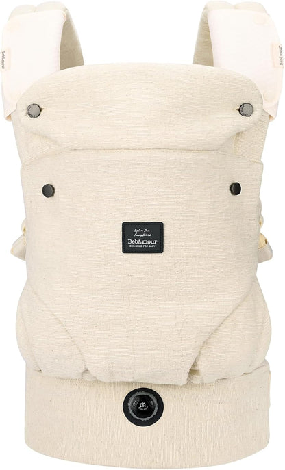 Bebamour Canguru para Bebê para bebês de 3,6 a 14,9 kg, ergonômico, confortável, em algodão, para uso frontal e nas costas, bege.