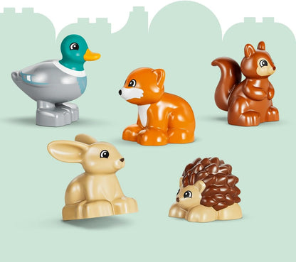 LEGO DUPLO Floresta da Descoberta com Animais Selvagens - Brinquedo Educativo para Crianças - Conjunto Montessori com Figuras de Animais, Árvores e Tapete de Atividades - Presente para Meninas e Meninos a partir