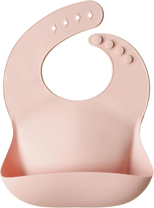 Mushie Babador de Silicone Baby | Babadores Impermeáveis com Ajuste Perfeito | Babadores Fáceis de Limpar para Alimentação do Bebê | 4 Tamanhos Ajustáveis com Bolsos Frontais Fundos | 100% Livre de BPA e Ftalatos