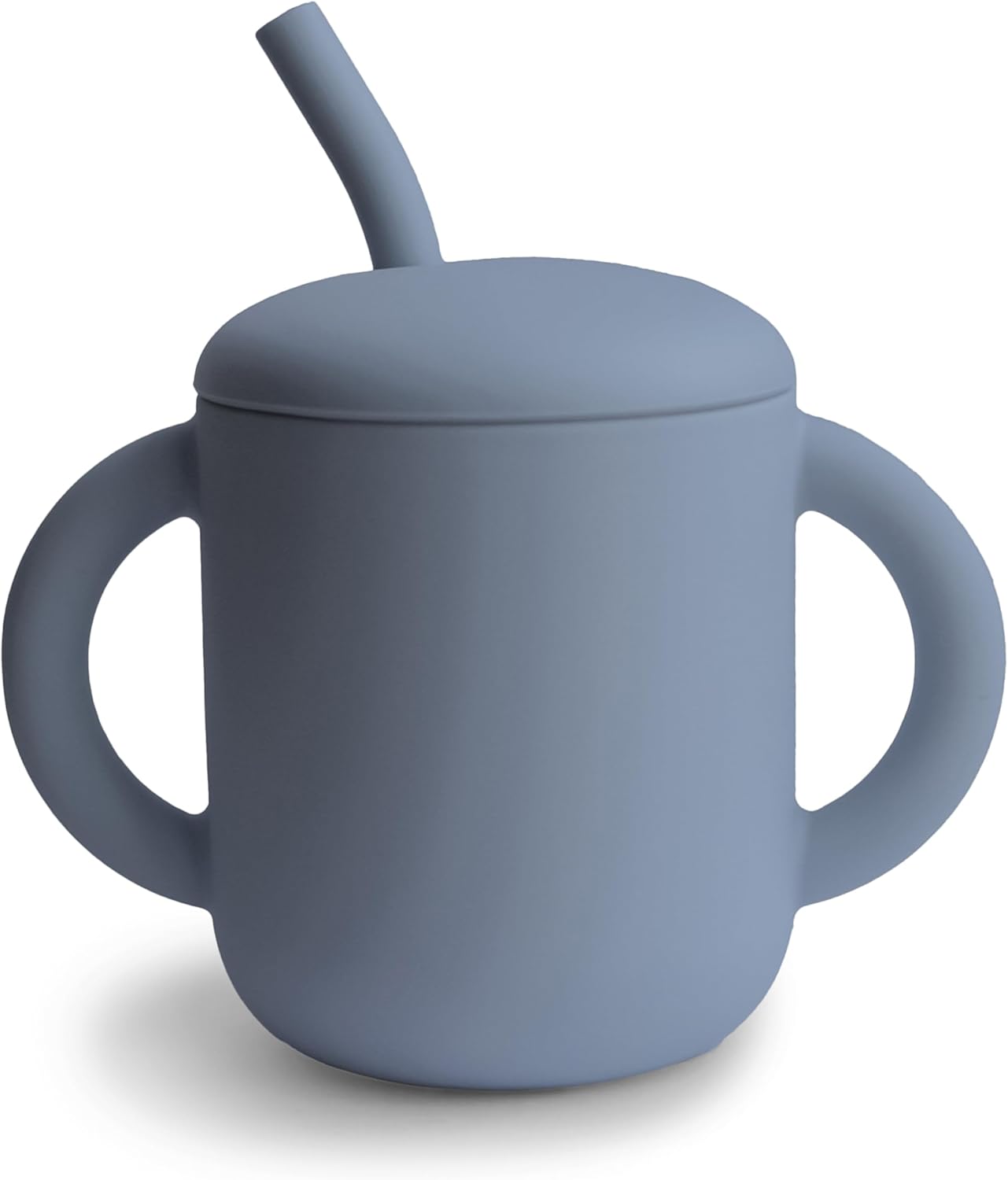Mushie Copo de Treinamento em Silicone com Canudo | Copo de Transição para Bebês a partir de 6 Meses | Capacidade: 175 mL | Tampa Removível | Material: Silicone de Grau Alimentício | Pode ser lavado na lava-louças e usado no micro-ondas (Tradewinds)