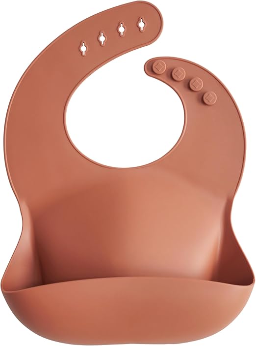 Mushie Babador de Silicone Baby | Babadores Impermeáveis com Ajuste Perfeito | Babadores Fáceis de Limpar para Alimentação do Bebê | 4 Tamanhos Ajustáveis com Bolsos Frontais Fundos | 100% Livre de BPA e Ftalatos