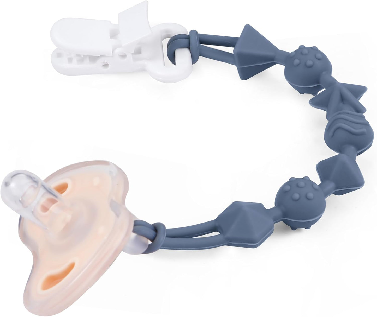 PandaEar - Pacote com 5 prendedores de chupeta de silicone, design de peça única, ideal para a fase de dentição.