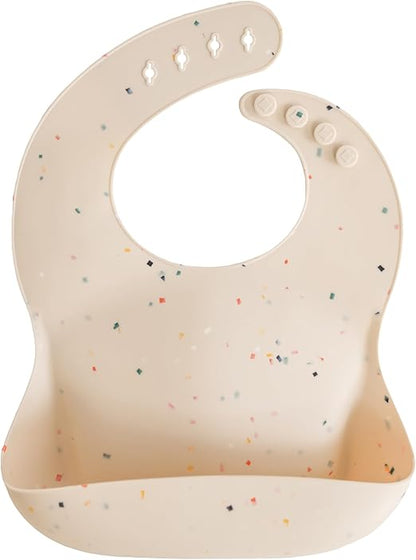 Mushie Babador de Silicone Baby | Babadores Impermeáveis com Ajuste Perfeito | Babadores Fáceis de Limpar para Alimentação do Bebê | 4 Tamanhos Ajustáveis com Bolsos Frontais Fundos | 100% Livre de BPA e Ftalatos