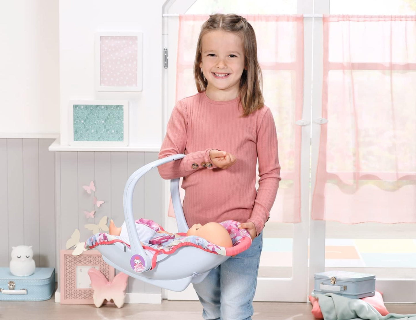 Baby Annabell Cadeira de Bebê Active Comfort, Acessório para Bonecas de 36cm/43cm, 2 em 1: Canguru e Cadeira para Bebê, Inclui Capa de Tecido, Alça Ergonômica, Cinto de Segurança, Adequada para Crianças a partir de 3 Anos, Multicolorida (706657)