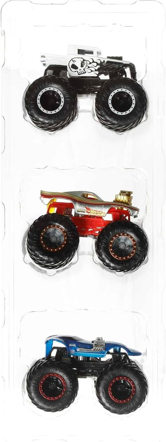 Hot Wheels Monster Trucks Creature Paquete de 3 juguetes Monster Trucks escala 1:64, Shark Wreak, Piran-ahh y Mega Wrex, juguete para niños a partir de 3 años