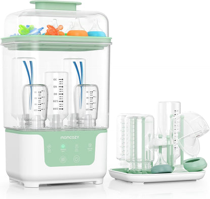 Momcozy Esterilizador e Secador de Mamadeiras, Design Modular Empilhável que Economiza Espaço, Capacidade para 6 Mamadeiras, Esterilizador Compacto 4 em 1 para Mamadeiras, Peças de Bomba de Leite Materno e Itens Essenciais