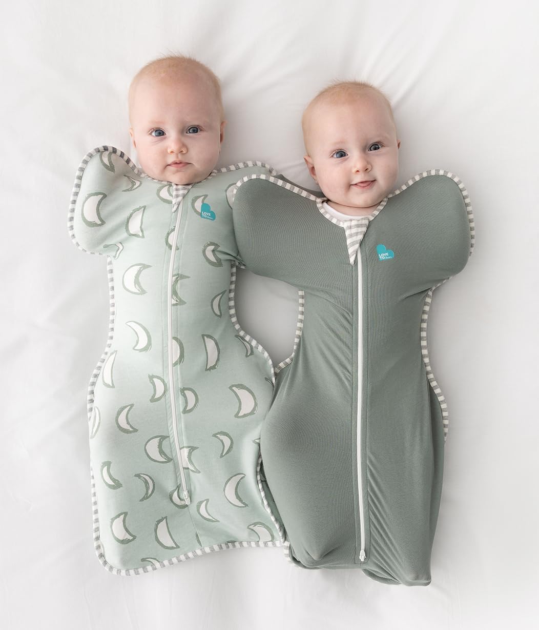 Love To Dream™ Swaddle UP™, Médio 6–8,5 kg – Verde Oliva Escuro | Ajuste Perfeito, Favorece uma Rotina de Sono Saudável | 1.0 Tog Ideal para Primavera e Verão (20–24°C) | Algodão Lavável à Máquina e Zíper Duplo
