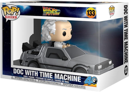 Funko Pop! Rides Deluxe: De Volta para o Futuro – Doutor com Máquina do Tempo - Dr. Emmett Brown - De Volta para o Futuro - Figura de Vinil Colecionável - Ideia para Presente - Produtos Oficiais - Brinquedos para Crianças e Adultos