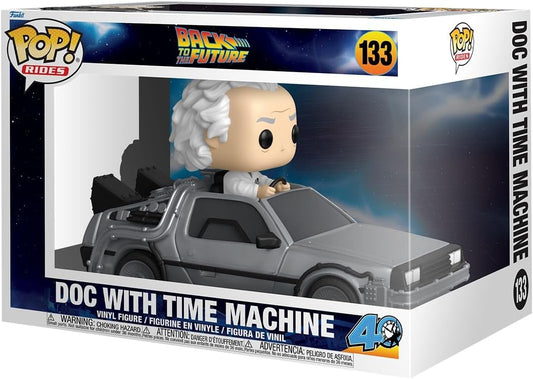 Funko Pop! Rides Deluxe: De Volta para o Futuro – Doutor com Máquina do Tempo - Dr. Emmett Brown - De Volta para o Futuro - Figura de Vinil Colecionável - Ideia para Presente - Produtos Oficiais - Brinquedos para Crianças e Adultos
