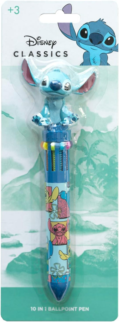 Disney Grupo Erik Stitch Pen Caneta Esferográfica 10 em 1 com Topper 3D Stitch | Caneta Disney | Lilo & Stitch Gifts | Stitch Gifts | Disney Gifts | Stitch Disney Gifts