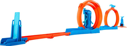 Conjunto de Pista para Carrinhos Hot Wheels, Pacote com Três Loops e Veículo em Escala 1:64, Componentes para Montagem de Pista com 3 Loops, Trilhos de Encaixe Rápido e Adaptadores, JDW39