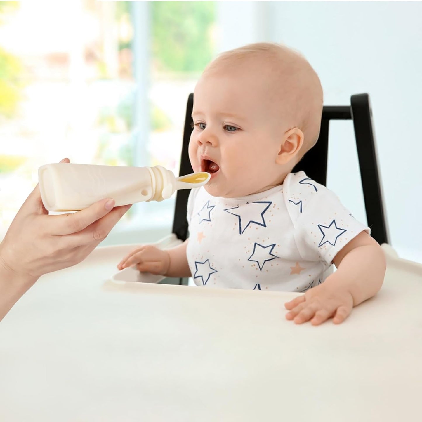 PandaEar Conjunto de 3 saquinhos de silicone reutilizáveis para papinha de bebê , com 3 colheres dosadoras de silicone para purê, livres de BPA, para armazenamento de alimentos para bebês, 156g (rosa escuro/rosa claro/linho)