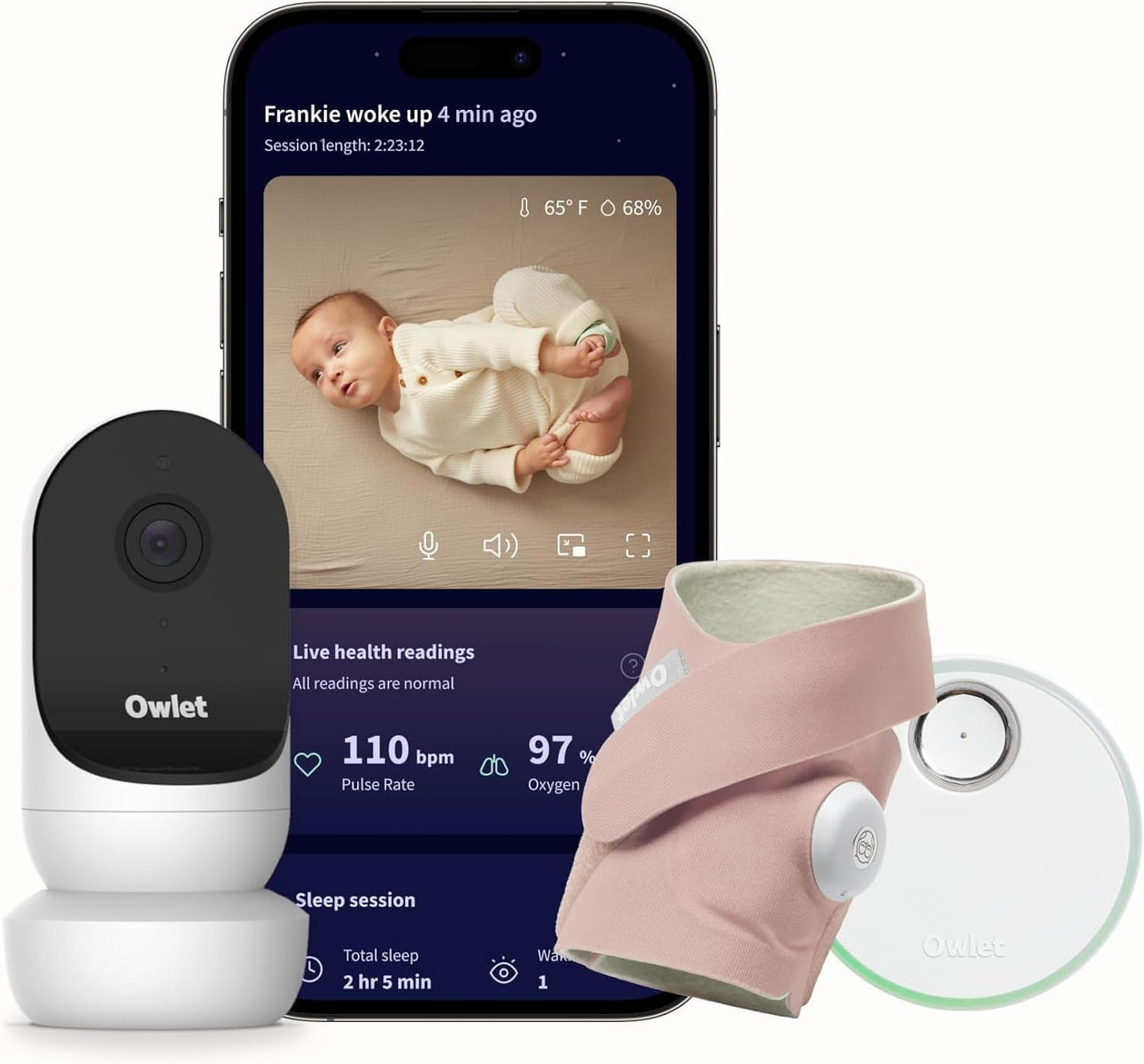 Owlet Dream Sock® - Monitor inteligente para bebês - Monitore a frequência cardíaca (pulsação) ao vivo, oxigênio em bebês - Menta