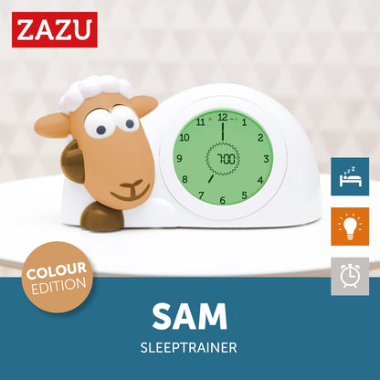 ZAZU Relógio Sam the Lamb - Relógio para treinamento de sono e luz noturna para crianças | Despertador iluminado | Ajuda a ensinar seu filho quando acordar com indicadores visuais | Brilho Ajustável | Desligamento automático