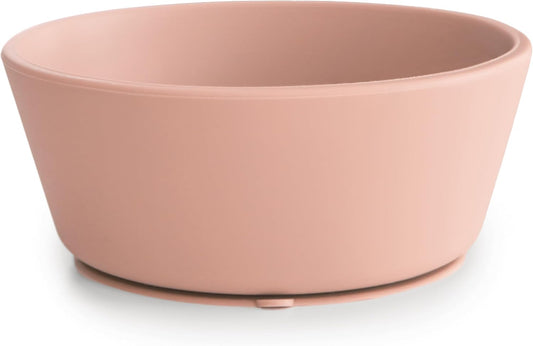 Mushie Tigela de silicone com ventosa, tigela antiderrapante com ventosa para bebês e crianças pequenas, material: silicone de qualidade alimentar, pode ser lavada na lava-louças e usada no micro-ondas (rosa claro)