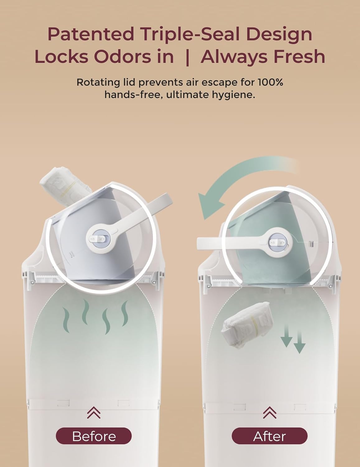 Momcozy Lixeira para fraldas com controle de odores de vedação tripla – compatível com sacos de lixo comuns