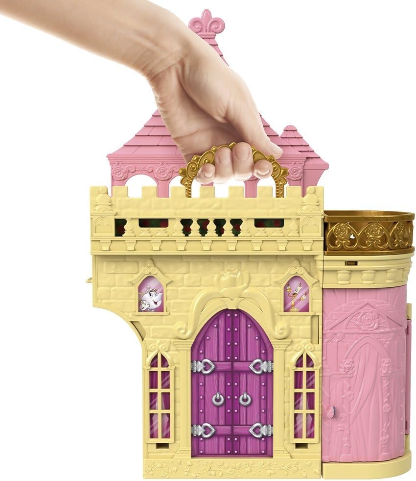 Mattel Conjunto de Brinquedo Casa de Bonecas Disney Princess Belle Storytime Stackers da | Boneca pequena articulada da Bela com saia removível, 4 personagens amigos e 4 acessórios, inspirado no filme da Disney, JDP54