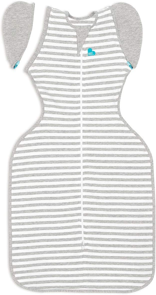 Love To Dream™ Swaddle Saco de Transição UP™, Extra Grande (11–14 kg) – Cinza | Ajuste perfeito com abas removíveis | 1.0 Tog | Ideal para primavera e verão (20–24 °C) | Algodão lavável à máquina com zíper duplo