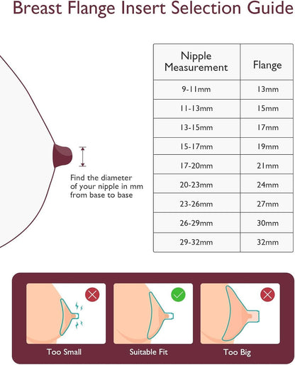 Momcozy Mobile Flow | Adaptador de flange M9 Upgrade 15/17/19/21mm, Acessórios de reposição originais para bomba de amamentação M9, 4 peças (15/17/19/21mm)