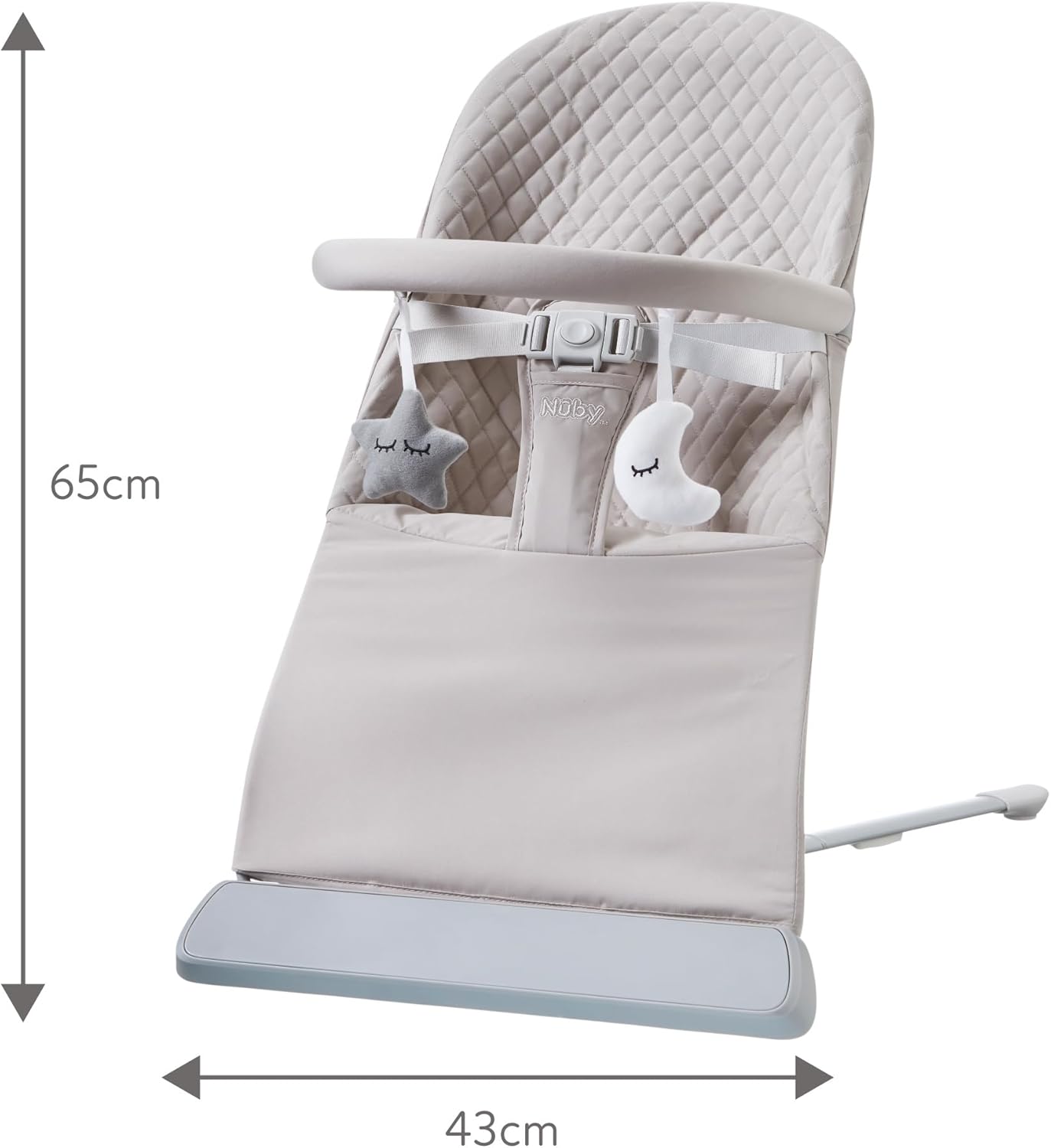 Nuby Musical Moves Baby Bouncer – 2 posições reclinadas | Música e vibração | Barra de brinquedos | Capa lavável à máquina | Adequado desde o nascimento até 9kg