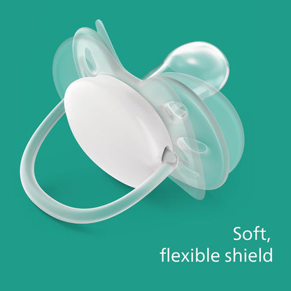 Philips Avent Chupeta Ultra Soft - 4 chupetas macias e flexíveis para bebês de 0 a 6 meses, sem BPA com estojo de transporte esterilizador (modelo SCF091/35)