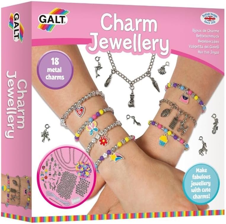 Galt Cute Charms - Kit para fazer colares e pulseiras com estojos criativos - Mais de 300 brinquedos Galt, charms fofos, kits de artesanato infantil, pacote com 2 brinquedos Galt, joias com charms