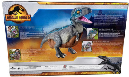 UAU! COISAS - Brinquedo de dinossauro azul bebê Jurassic World REAL FX, dinossauro animatrônico hiper-realista, movimentos realistas e sons de filmes reais, brinquedos oficiais Jurassic World Dominion, idade 8+
