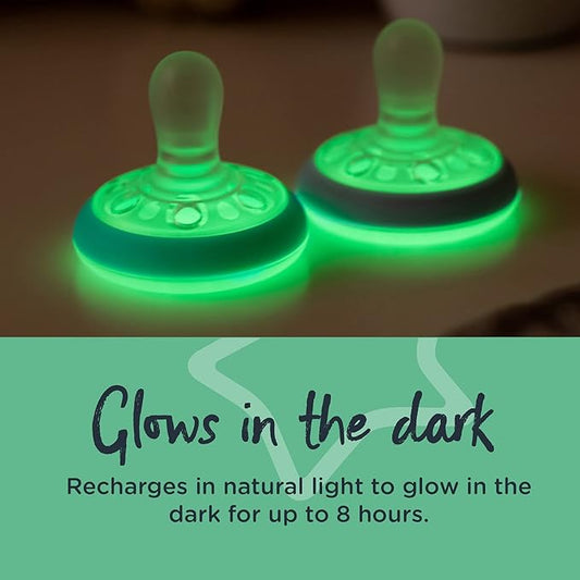 Tommee Tippee - Chupetes de noche que brillan en la oscuridad - Kit con 2 tallas de 0 a 6 meses